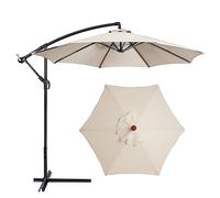 Auvent De Rechange for Parasol De Jardin,6 Baleines Changer la Toile de Parasol de Jardin Imperméable Et Aux Rayons UV Remplacer la Toile du Parasol(White,3M/9.84Ft)