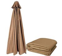 Auvent de Remplacement de Parapluie Rond 300cm/9,8 Pieds, Couverture d'ombrage de Patio Multicolore à 8 Nervures(Khaki)