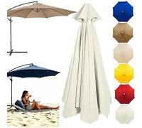 Auvent De Remplacement Parasol En Porte-à-faux Amélioré 11 Pieds À 8 Nervures, Couverture Supérieure Tissu Patio Résistant Aux UV For Terrasse Jardin(White,2.5M/8.2FT-8 RIBS)
