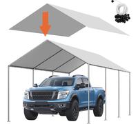 Auvent de remplacement pour abri de voiture, bâche pour garage portable 3 x 6 m, bâche pour abri de voiture résistante aux UV et imperméable, couverture pour abri de voiture robuste avec boucles à bou