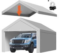 Auvent de remplacement pour abri de voiture, bâche pour garage portable de 3,6 x 6 m avec parois latérales, résistante aux UV et imperméable, bâche pour abri de voiture robuste avec attaches à boules,