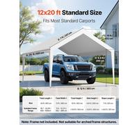 Auvent de remplacement pour abri de voiture, bâche pour garage portable de 3,6 x 6 m, bâche pour abri de voiture résistante aux UV et imperméable, couverture pour abri de voiture robuste avec attaches