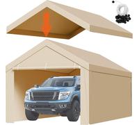 Auvent de remplacement pour abri de voiture, bâche pour garage portable de 3 x 6 m avec parois latérales, résistante aux UV et imperméable, bâche pour abri de voiture robuste avec attaches à boules, b