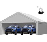 Auvent de remplacement pour abri de voiture, bâche pour garage portable de 6 x 6 m avec parois latérales, résistante aux UV et imperméable, bâche robuste pour abri de voiture avec attaches à boules, g