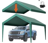 Auvent de remplacement pour abri de voiture, bâche pour tente de garage portable 3 x 6 m, bâche pour abri de voiture résistante aux UV et imperméable, couverture pour abri de voiture robuste avec bouc