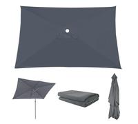 Auvent De Remplacement Pour Parasol De Terrasse Rectangulaire, 4/6/8 Baleines 3x3m 2x3m 2x2m, Toile De Déporté Parapluie Remplacement Pour Cour Jardin Plage, Étanche Antisultraviolet(Greys,2X3m)