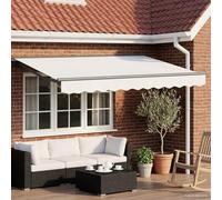 Auvent de terrasse électrique rétractable 3,5 x 2,5 m Blanc et Anthracite, Cadre en Aluminium avec Visière en Polyester, Demi-cassette, avec Télécommande et manivelle