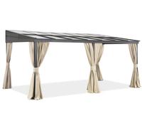 Auvent de terrasse en aluminium 4 x 6 m Tarragone avec rideaux Garden Point beige