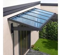 Auvent de terrasse en aluminium robuste - Abri d'extérieur imperméable pour terrasse, porche et arrière-cour - Housse de pare-soleil murale - Bleu - 179,8 x 240 cm