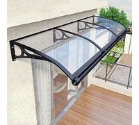 Auvent de terrasse extérieur avec support en aluminium - Housse en polycarbonate - Protection contre la pluie - Double drainage - Grand auvent de 80 x 300 cm pour portes et s