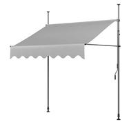Auvent de terrasse rétractable avec manivelle, installation sans perçage, auvent gris clair pour balcon, porte, fenêtre, vitrine, cour, 300 x 120 cm