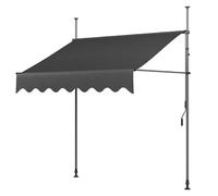 Auvent de terrasse rétractable réglable sans perçage avec manivelle, auvent gris foncé pour balcon, porte, fenêtre, vitrine, cour, 300 x 120 cm