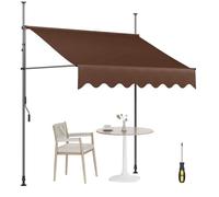 Auvent de terrasse rétractable - Tissu résistant aux UV sans perçage pour portes et terrasses - Installation facile avec tournevis - Solution d'ombrage d'extérieur marron de 1 m