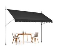VEVOR Store de terrasse rétractable 138 x 47 pouces, protection solaire pour store avec manivelle manuelle, abri de terrasse Sunsetter Deck, hauteur réglable de 86 à 122 pouces, pour terrasse/balcon/j