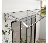 Auvent d'extérieur Anti-Pluie pour Porte d'entrée, fenêtre, Jardin, terrasse, Porche, toiture Transparente en Polycarbonate avec Protection UV, Cadre en Aluminium (60 x 440 cm)