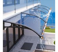 Auvent d'extérieur avec évier - Cadre en aluminium noir durable et polycarbonate transparent (60 x 190 cm) - Protection résistante aux intempéries et aux UV pour terrasse et entrée
