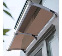 Auvent d'extérieur moderne pour porte d'entrée - Support résistant aux UV et panneau solide marron autonettoyant pour fenêtres (65 x 380 cm)