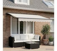 vidaXL – Store rétractable – Polyester et aluminium – Gris clair et blanc – 3 x 2,5 m