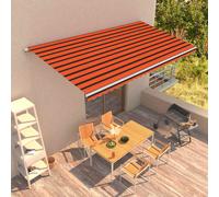 vidaXL Store rétractable motorisé 600×300 cm 100% polyester Orange et brun