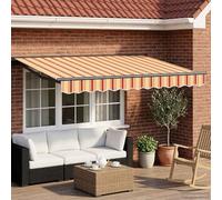 Auvent électrique extensible 3,5 x 2,5 m avec télécommande, design demi-cassette en aluminium et polyester, manivelle manuelle et commande du moteur pour jardin et terrasse