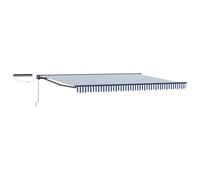 Auvent électrique extensible bleu 4,5 x 3 m | aluminium et polyester, design demi-boîte, télécommande, manivelle manuelle