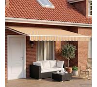 Auvent électrique extensible mural en polyester | orange, gris, bleu, blanc, revêtement PU, cadre en acier et aluminium, manivelle, télécommande, jardin, terrasse, balcon