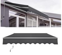 Auvent en aluminium - 3,6 x 3 mètres - Gris foncé - Tissu polyester - Pour balcon et terrasse