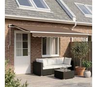 Auvent extensible taupe 500 x 300 cm polyester aluminium | Manivelle manuelle, tissu résistant aux intempéries, cadre revêtu par pulvérisation, montage mural, kit de montage complet