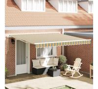 Auvent extensible vert 400 x 350 cm polyester aluminium | Manivelle manuelle, tissu résistant aux intempéries, cadre revêtu par pulvérisation, montage mural, kit de montage complet