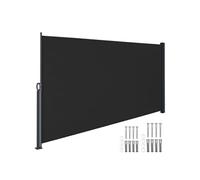 Auvent latéral extensible avec mécanisme d'enroulement toile enduite en polyester déperlant noir 300 x 9 x 160 cm