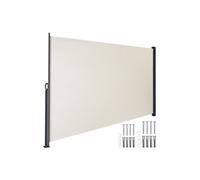 Auvent latéral extensible beige en polyester déperlant avec mécanisme d'enroulement 300 x 9 x 200 cm
