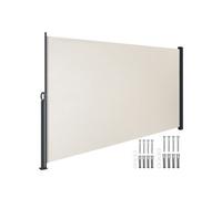 auvent latéral extensible en toile opaque en polyester beige avec mécanisme enroulement 300x9x180 cm
