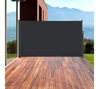 Auvent latéral - Pare-vue rétractable - Protection contre le vent et le soleil - Imperméable - Polyester, 1,6 x 3 m - Gris foncé