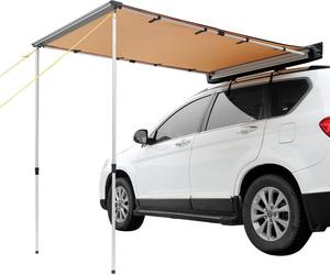Auvent latéral pour voiture, grand auvent pour véhicule offrant une couverture de 2 m x 2,5 m, PU3000mm UV50+, auvent rétractable pour voiture avec sac de rangement imperméable, hauteur réglable, adap