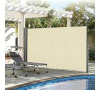 Auvent Latéral Rétractable, Écran De Confidentialité Pliable, Séparateur | Avec protection d'écran de confidentialité, pare-soleil, cadre en fer, gris foncé, beige(Beige,1.8x3m/6x10ft)