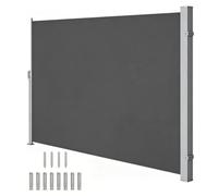 Auvent Latéral Rétractable For Patio, Mur D'intimité Résistant, Autoportant | Pare-soleil Coupe-vent Manuel, Côté Rétractable, For Terrasse, Cour Et Balcon(Dark Gray,1.6x5m/5x16ft)