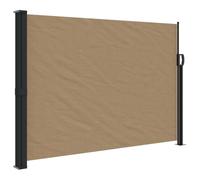 Auvent Lateral Retractable Taupe 140 x 300 cm en Polyester pour Terrasse | Revêtement polyuréthane, vent soleil eau, fixation murale avec poteau, usage intérieur extérieur, matériel inclus