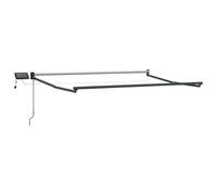 Auvent manuel à bras articulé avec LED à énergie solaire, multicolore, 3,5 x 2,5 m, tissu polyester hydrofuge avec revêtement PU, cadre en acier et aluminium enduit de poudre
