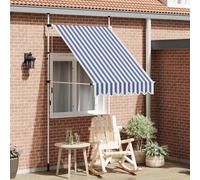 vidaXL Store rétractable manuel 150 cm bleu/blanc rayé