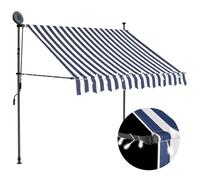Auvent Manuel Rétractable avec LED 150 cm Bleu et Blanc Store Balcon vidaXL