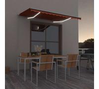 vidaXL Store manuel rétractable avec LED 350 x 250 cm Orange et marron