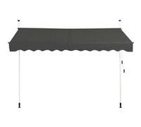 COSTWAY Store Banne Manuel Rétractable sans Perçage 300x125CM-Angle,Hauteur Réglable-en Métal et Tissu-Fenêtre,Balcon,Jardin-Gris
