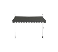 auvent manuel rétractable gris 300cm hauteur réglable de 200-300cm n aluminium et tissu oxford anti UV