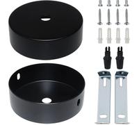 Auvent Plafond 80x30mm Noir - Couvercle Filtre Rosette pour Lustres Suspendus 2 Pièces avec Fixations