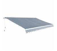 vidaXL Store banne 500 cm - Aluminium - Manuel - Bleu/blanc