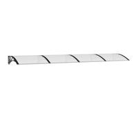 Auvent pour porte 350 x 75 cm en polycarbonate noir et transparent | Plaques creuses PC 5 mm, supports ABS, barres aluminium oxydé, raccords H, 12 panneaux, manuel inclus (français non garanti)