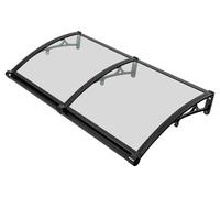 Auvent pour porte/fenêtre - Voûté - Cadre en alliage d'aluminium - Résistant aux intempéries, protection contre les UV, la grêle et la neige - Charge maximale : 200 kg - Transparent/Noir