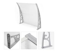 Auvent pour porte JEOBEST - Blanc - 100x150cm - Protection soleil et pluie - Polycarbonate et aluminium