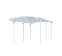 Auvent pour voiture arqué 505 x 300 x h 219 cm en aluminium et polycarbonate blanc - 15 m²