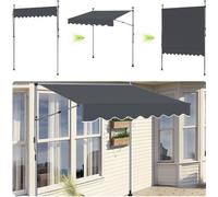 Auvent réglable - 250 cm - Protection UV et imperméable pour balcon, terrasse et jardin - Anthracite
